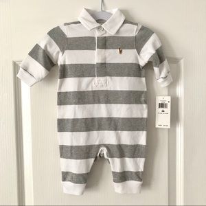 Polo by Ralph Lauren • Grey/White Romper Baby Boy